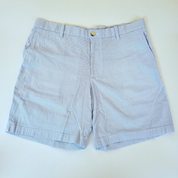 Southern Tide Shorts, Men's 38W, Light Blue & White Stripe, Flat‎ Front - Picture 3 of 11